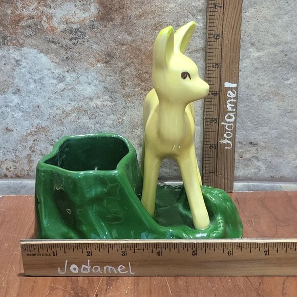 Vintage Shawnee USA Shiny Glaze Deer Fawn Ceramic Planter Vase - Picture 7 of 12